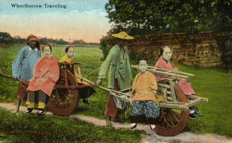 china, Native Chinese Wheelbarrow Traveling (1910s) Postcard