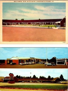 2~Roadside Postcards HICKORY, NC North Carolina MULL'S MOTEL & RESTAURANT Linen+