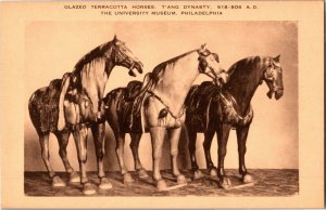 Glazed Terracotta Horses, T'Ang Dynasty University Museum Phil PA Postcard R29