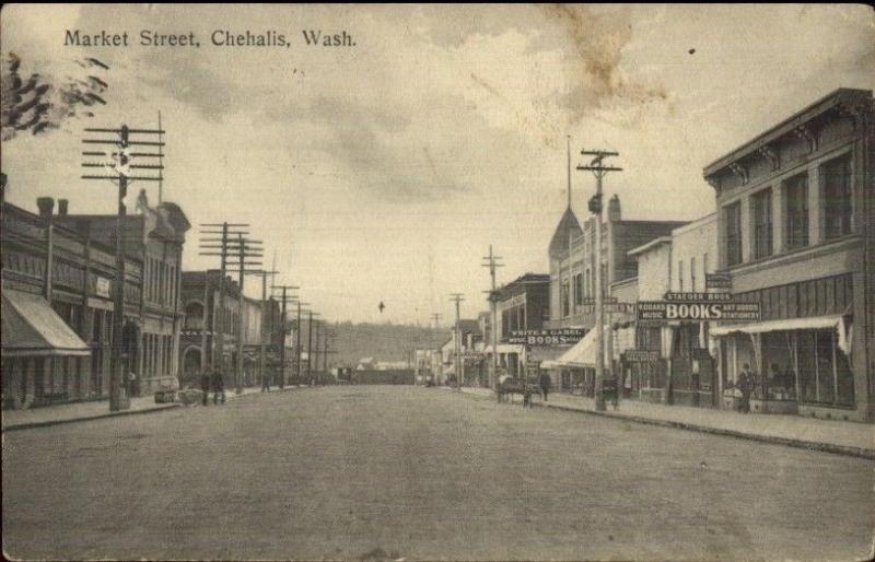 Chehalis Washington mercado St. c1910 Postal 