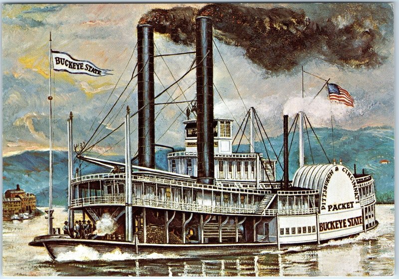 c1970s Cincinnati Pittsburgh Packet Buckeye State Steam Boat William Reed PC M10