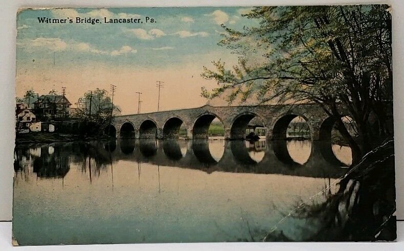 Lancaster Pa Witmer's Bridge 1913 to Harrisburg Postcard F8