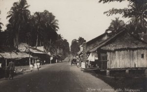 View Of Country Side Singapore Rare Real Photo Old Postcard