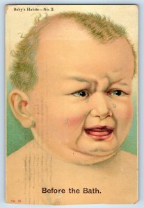 1910 Crying Baby Before The Bath Baby Habits Middletown PA Antique Postcard