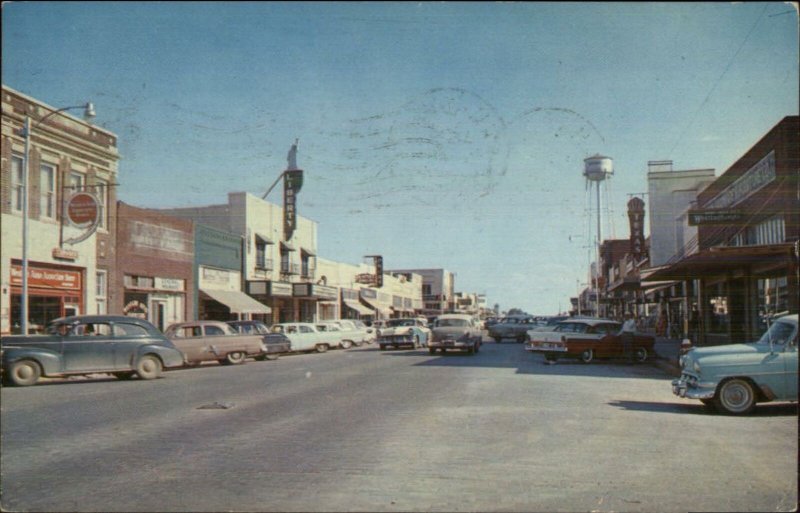 Shamrock TX Main St. 1940s-50s Cars & Stores Postcard