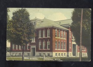 MORENCI MICHIGAN HIGH SCHOOL BUILDING VINTAGE POSTCARD SLATINGTON PA.