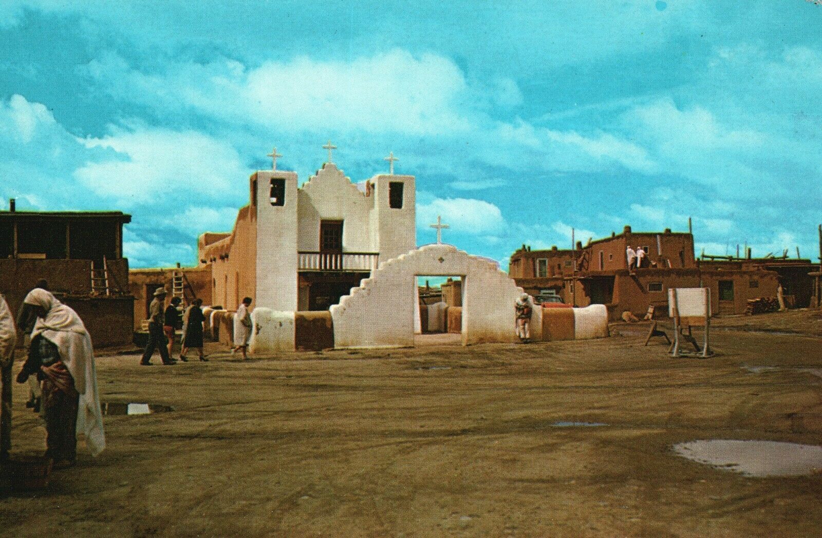 Vintage Postcard Taos Pueblo Church Taos New Mexico Southwest Terraced Community Latin And South 7947