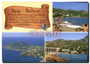 Modern Postcard The French Riviera Agay beach and general view of the Cap Dra...