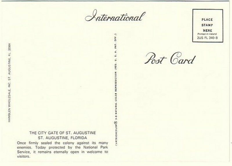 The City Gate Of St. Augustine, Florida, Chrome Postcard #2