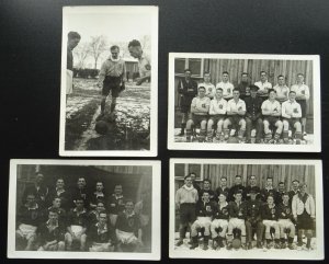 4x Rare UK Military Football Match ENGLAND? v SCOTLAND? ON FIELD PLAY c1940 RPPC