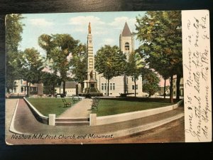 Vintage Postcard 1906 First Church Monument Nashua New Hampshire