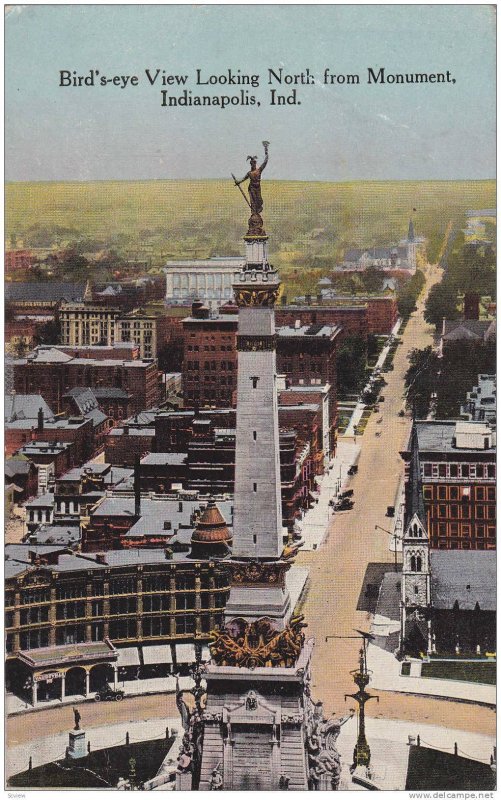 Bird's eye view looking North from Monument, Indianapolis, Indiana, PU-1915