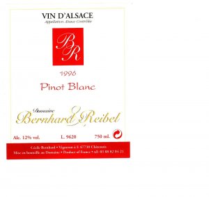 Vin DAlsace, Pinot Blanc 1996 Original Vintage Wine Bottle Label