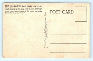 Postcard NJ New Brunswick Camp Kilmer Post Headquarters c1940s I1