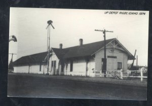 RPPC RIGBY IDAHO UNION PACIFIC RAILROAD DEPOT STATION REAL PHOTO POSTCARD