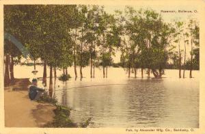 Bellevue Ohio Reservoir Fishing Black Man Antique Postcard K80611