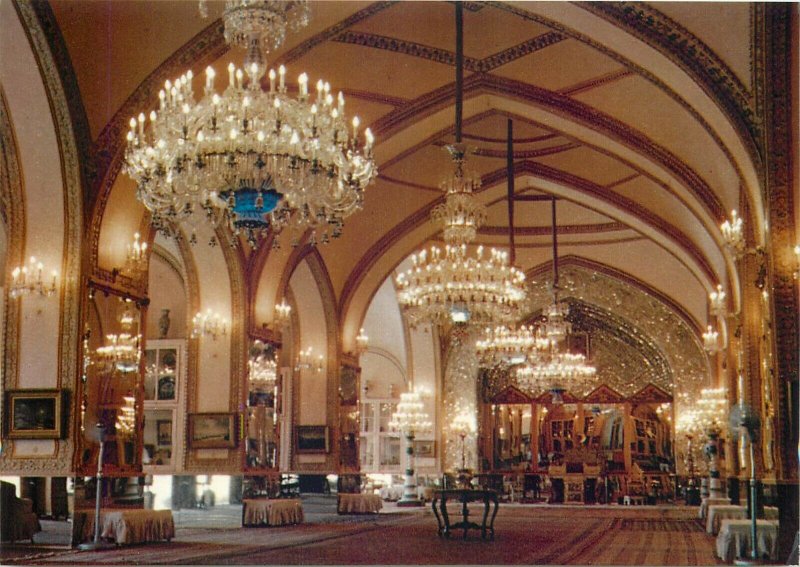 Tehran Iran Kakh-Golestan Saloon postcard candelabra interior