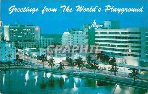 Modern Postcard Miami Beach Florida Night view Greetings from the World's Pla...