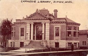 Ripon Wisconsin Carnegie Library Street View Vintage Postcard K55702