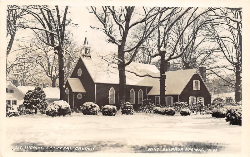 White Sulphur Springs West Virginia~St Thomas Episcopal Church @ Winter~40s RPPC