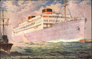 Union Castle Royal Mail Motorshi Winchester Castle Cruise Ship Vintage Postcard