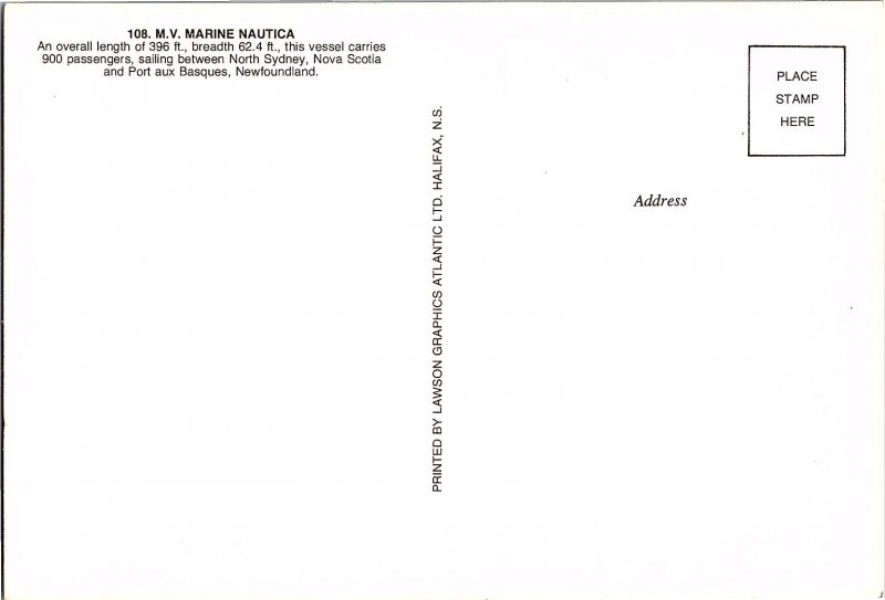 M.V. Marine Nautica Ship Continental Chrome Postcard