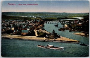 Koblenz Block Vom Ehrenbreitstein Germany Fortress Bridge Buildngs Postcard