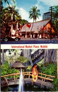 Vtg Waikiki Beach Honolulu Hawaii HI International Market Place 1960s Postcard