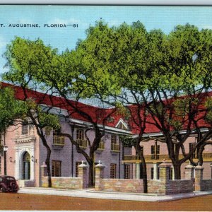 c1940s St. Augustine, FL Post Office Plaza de la Constitution Roadside Fla. A219