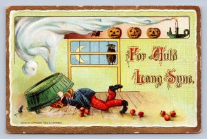 J99/ Halloween Postcard Holiday Greetings c1910 2097 Hofmann Ghost 483