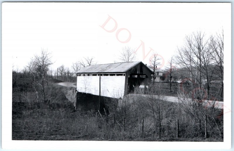 c1950s Flemingburg, KY Covered Bridge RPPC Fox Creek Ringo Photo Postcard A93