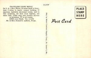 SACO, Maine ME ~ TRAVELERS COURT MOTEL~Roland LaBelle  ROADSIDE ca1950s Postcard
