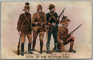 SONS of MOTHERLAND ANTIQUE POSTCARD AUSTRALIA BRITAIN CANADA SO.AFRICA