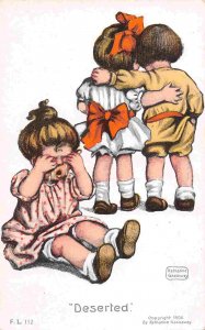 Deserted Boy Girl Artist Signed Katharine Gassaway 1910c Rotograph postcard