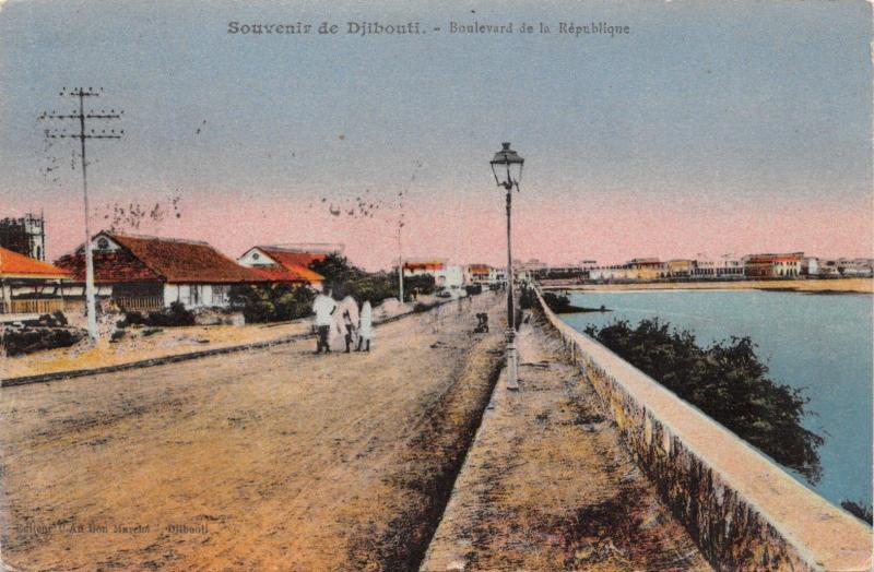 DJIBOUTI EAST AFRICA-BOULEVARD de la REPUBLIQUE PHOTO POSTCARD c1924