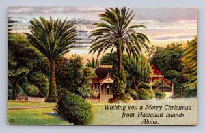 WISHING YOU A MERRY CHRISTMAS FROM HAWAII ISLANDS ALOHA GREETING POSTCARD 1911