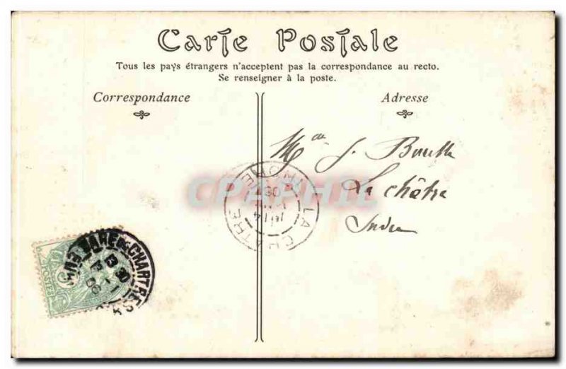 Chartres Postcard Old Cathedral choir tower Fragment