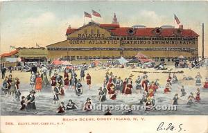 Beach Scene Coney Island, NY, USA Amusement Park 1905 glitter on card