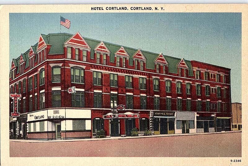 Postcard HOTEL SCENE Cortland New York NY AI9122