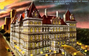 New York Albany State Capitol and State Office Building At Night