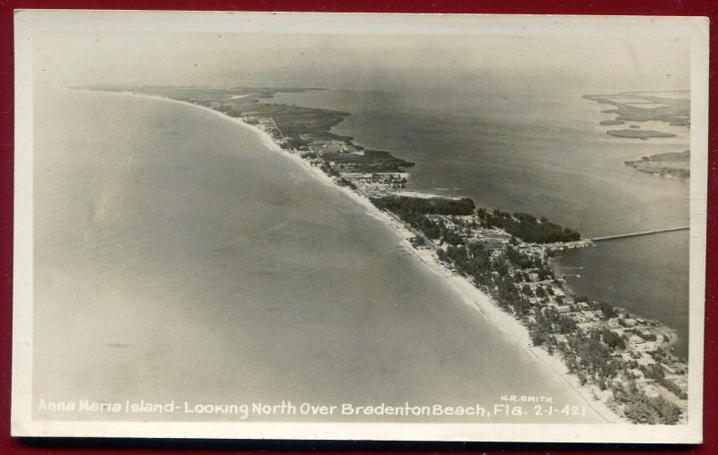 Anna Marie island Air view  near Bradenton Beach Florida fl Real Photo Postcard