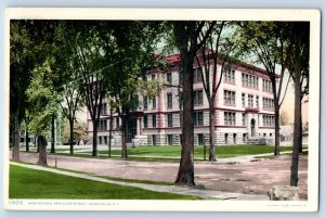 Glen Falls New York NY Postcard High School Glen Street Building c1910 Unposted