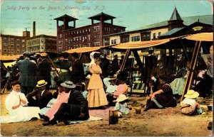 Jolly Party on the Beach, Asbury Park NJ c1910 Vintage Postcard T32