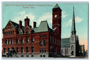 1911 Post Office Westminster Presbyterian Church Building Keokuk IA Postcard