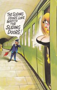 Mind The Gap London Tube Train Girl With Giant Boobs Comic Postcard