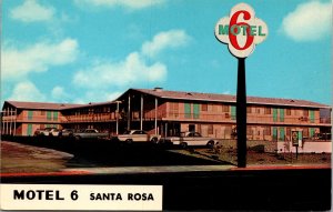 Vtg Santa Rosa California CA Motel 6 Old Cars 1960s Chrome View Postcard