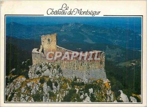 Postcard Modern Montsegur Cathar Castles Aerial view