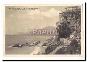 Menton Old Postcard Red Rocks Frontiere Franco Italian