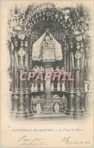 Postcard Old Cathedral of Chartres pillar virgin