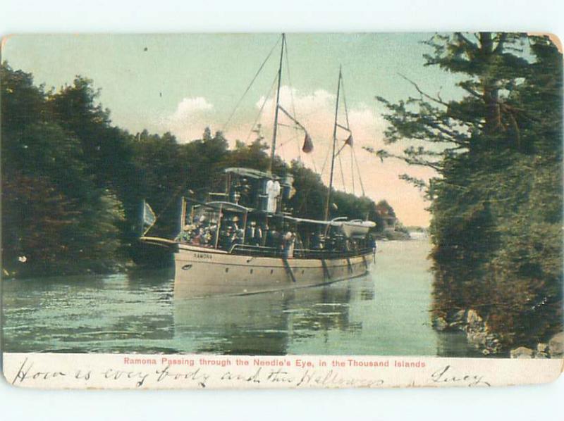 Pre-chrome BOAT SCENE Thousand Islands New York NY AF5124